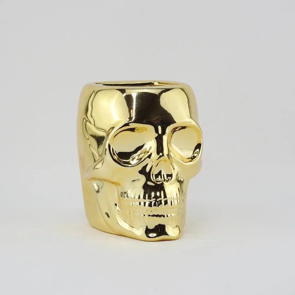 New Bath Body Works Gold Skull Soap Bottle Holder Golden